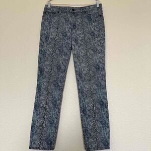 Tory Burch Blue Boa Snakeskin Print Skinny Jeans Size 30